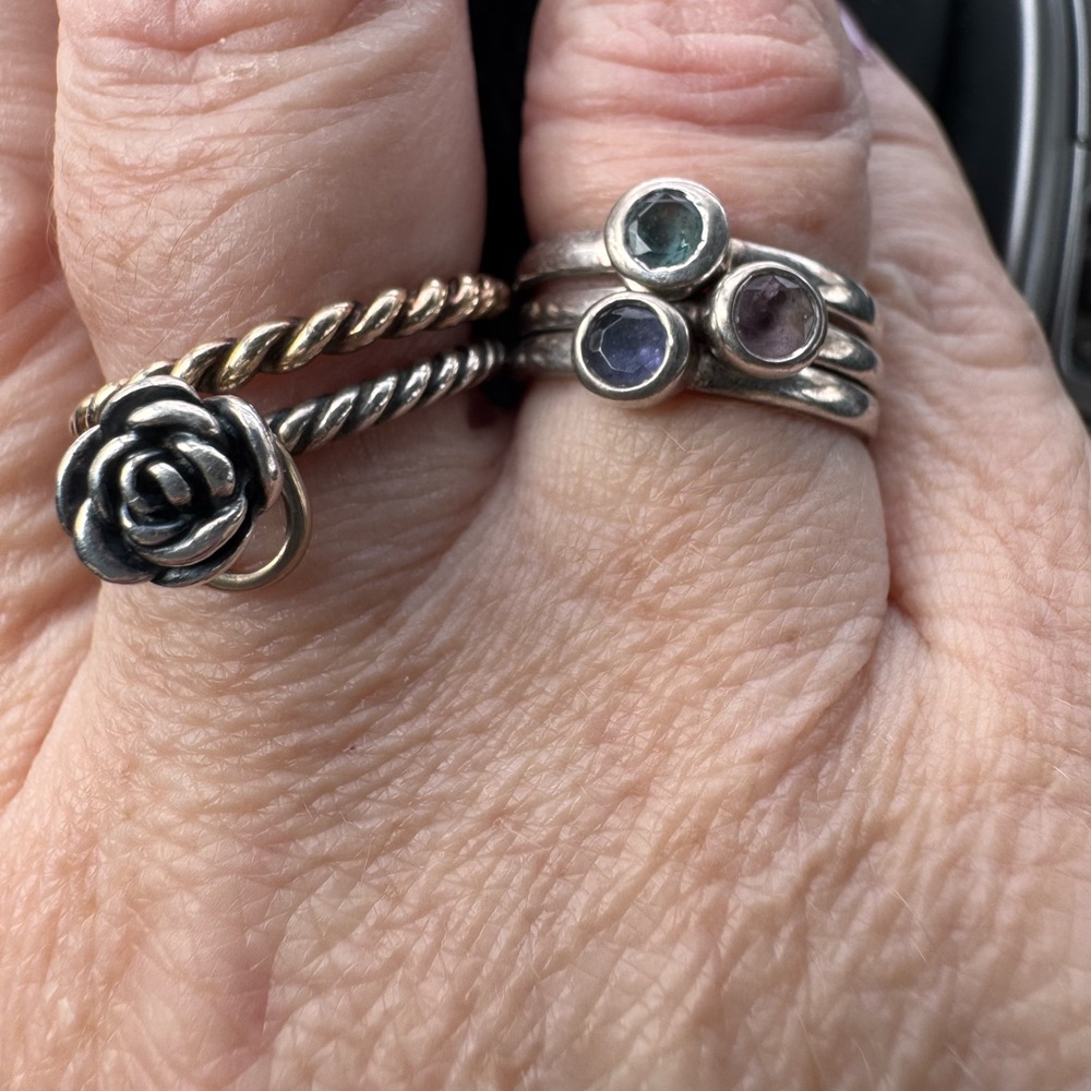 Silver  and Gemstone Rings Set